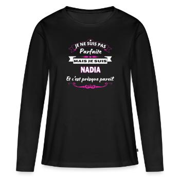 je ne suis pas Parfaite Nadia - T-shirt manches longues Premium bio Femme - noir - Devant - Julia (174cm)