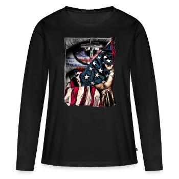 Design für Christian Church Mitarbeiter - Frauen Premium Bio Langarmshirt - Schwarz - Vorne - Julia (174cm)