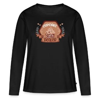 Cupcake Design für Konditor | Cupcake Dealer - Frauen Premium Bio Langarmshirt - Schwarz - Vorne - Julia (174cm)