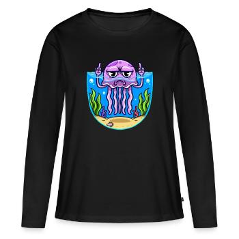 Méduse méduse du majeur Méduse - T-shirt manches longues Premium bio Femme - noir - Devant - Julia (174cm)
