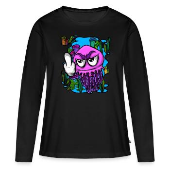 Méduse méduse du majeur Méduse - T-shirt manches longues Premium bio Femme - noir - Devant - Julia (174cm)