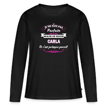 je ne suis pas Parfaite Carla - T-shirt manches longues Premium bio Femme - noir - Devant - Julia (174cm)