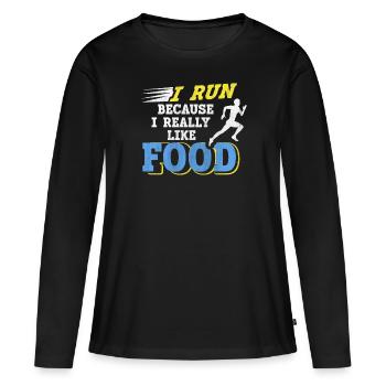 Je cours parce que j’aime beaucoup food Funny Runner - T-shirt manches longues Premium bio Femme - noir - Devant - Julia (174cm)