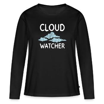 Nuages Météo météo Météo Climat Prévisions météorologiques - T-shirt manches longues Premium bio Femme - noir - Devant - Julia (174cm)