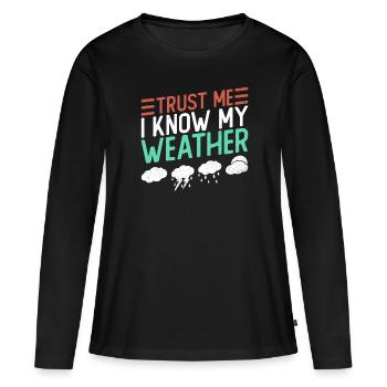 Météorologue Météo Climat Prévisions Météo - T-shirt manches longues Premium bio Femme - noir - Devant - Julia (174cm)