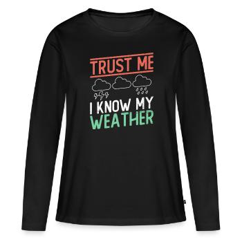 Météorologue Météo Climat Prévisions Météo - T-shirt manches longues Premium bio Femme - noir - Devant - Julia (174cm)