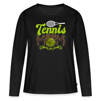 Cool Tennis Mom Tennisspieler Mama - Frauen Premium Bio Langarmshirt - Schwarz - Vorne - Julia (174cm)
