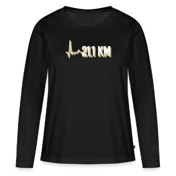 21,1 km - Semi-marathon Runner Semi-marathon Jogging - T-shirt manches longues Premium bio Femme - noir - Devant - Julia (174cm)