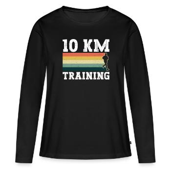 10 Km d’entraînement - 10k Running Training Runner Jogging - T-shirt manches longues Premium bio Femme - noir - Devant - Julia (174cm)