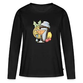 Barman Vintage Mix Cocktail Barkeeper - T-shirt manches longues Premium bio Femme - noir - Devant - Julia (174cm)