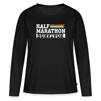 Survivant du semi-marathon - Coureur de semi-marathon - T-shirt manches longues Premium bio Femme - noir - Devant - Julia (174cm)