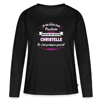 je ne suis pas Parfaite Christelle - T-shirt manches longues Premium bio Femme - noir - Devant - Julia (174cm)
