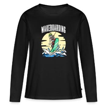 Wakeboard Squelette Wakeboarder Wakeboard - T-shirt manches longues Premium bio Femme - noir - Devant - Julia (174cm)