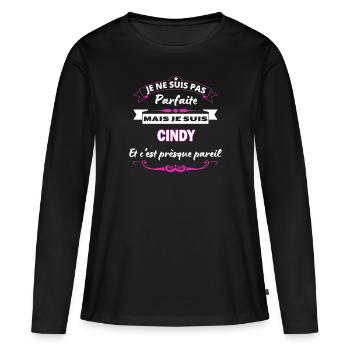 je ne suis pas Parfaite Cindy - T-shirt manches longues Premium bio Femme - noir - Devant - Julia (174cm)