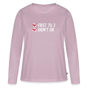 Erster 70.3 ist nicht gestorben - Halb-Triathlon - Frauen Premium Bio Langarmshirt - Altrosa - Vorne - Julia (174cm)