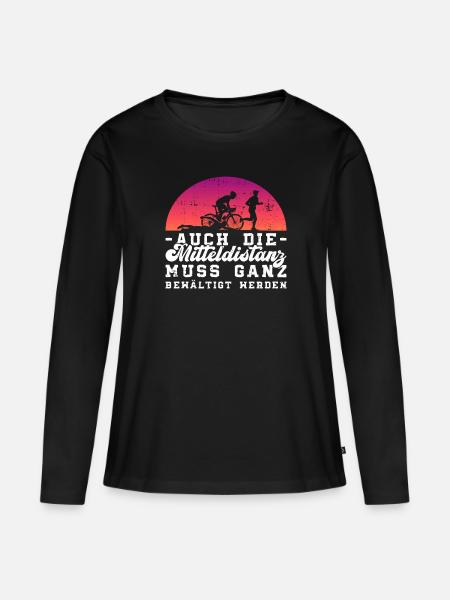 Triathlon Mitteldistanz Training Triathlet Lustig - Frauen Premium Bio Langarmshirt - Schwarz