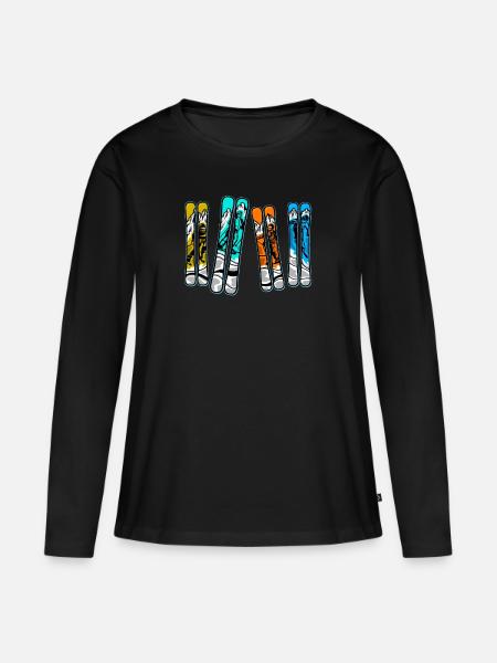 Skifahren Ski Ski Ski Winter Sport Ski - Frauen Premium Bio Langarmshirt - Schwarz