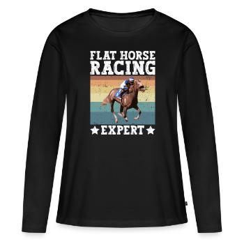 Courses de plat - Équitation équestre - T-shirt manches longues Premium bio Femme - noir - Devant - Julia (174cm)