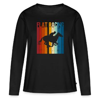 Course de plat - Courses de chevaux Cavaliers d’équitation - T-shirt manches longues Premium bio Femme - noir - Devant - Julia (174cm)