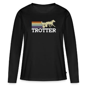 Traber - Cheval de course de chevaux - T-shirt manches longues Premium bio Femme - noir - Devant - Julia (174cm)