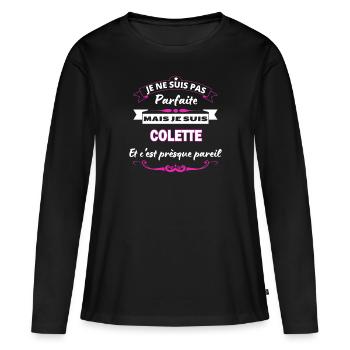 je ne suis pas Parfaite Colette - T-shirt manches longues Premium bio Femme - noir - Devant - Julia (174cm)