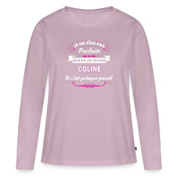 je ne suis pas Parfaite Coline - T-shirt manches longues Premium bio Femme - rose poudré - Devant - Julia (174cm)