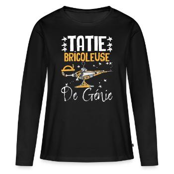 Tatie Bricoleuse de Génie Humour Bricolage - T-shirt manches longues Premium bio Femme - noir - Devant - Julia (174cm)