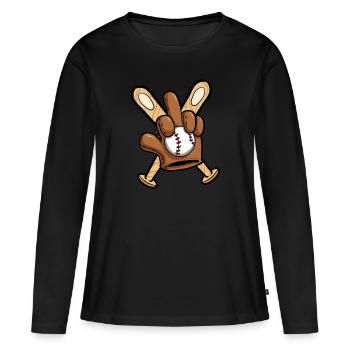 Baseballspieler Baseball Handschuh Mittelfinger - Frauen Premium Bio Langarmshirt - Schwarz - Vorne - Julia (174cm)