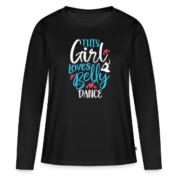 Danseuse du ventre Cette fille aime la danse du ventre - T-shirt manches longues Premium bio Femme - noir - Devant - Julia (174cm)