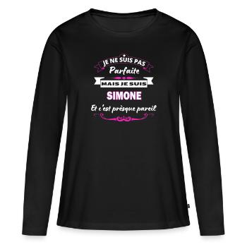 je ne suis pas Parfaite Simone - T-shirt manches longues Premium bio Femme - noir - Devant - Julia (174cm)