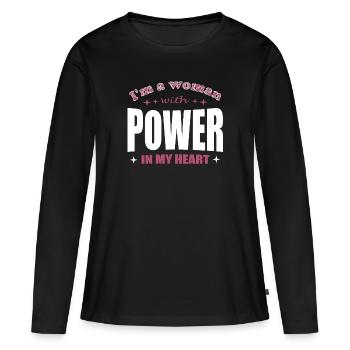 Power in my Heart Woman - Frauen Premium Bio Langarmshirt - Schwarz - Vorne - Julia (174cm)
