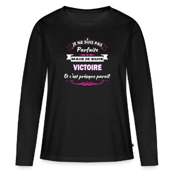 je ne suis pas Parfaite Victoire - T-shirt manches longues Premium bio Femme - noir - Devant - Julia (174cm)