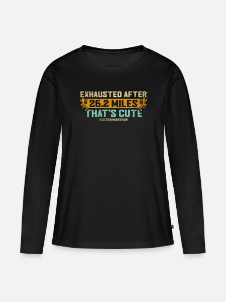 Exhausted After 26.2 Miles Ultramarathon - Frauen Premium Bio Langarmshirt - Schwarz