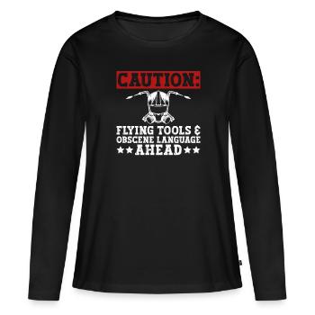 Soudeurs Soudeurs Artisans Métallurgistes - T-shirt manches longues Premium bio Femme - noir - Devant - Julia (174cm)