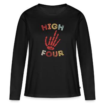 Finger Amputation High Four Finger Amputee - T-shirt manches longues Premium bio Femme - noir - Devant - Julia (174cm)