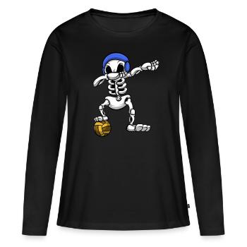 Wasserball-Teamplayer Dabbing Skeleton Wassersport - Frauen Premium Bio Langarmshirt - Schwarz - Vorne - Julia (174cm)