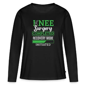 Chirurgie du genou complétée Par le remplacement du genou - T-shirt manches longues Premium bio Femme - noir - Devant - Julia (174cm)