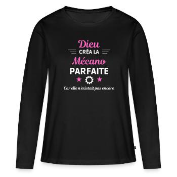 dieu créa la Mécano parfaite humour de bureau - T-shirt manches longues Premium bio Femme - noir - Devant - Julia (174cm)