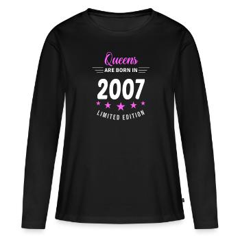 LES REINES SONT NÉES EN 2007 - T-shirt manches longues Premium bio Femme - noir - Devant - Julia (174cm)