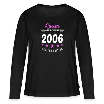 LES REINES SONT NÉES EN 2006 - T-shirt manches longues Premium bio Femme - noir - Devant - Julia (174cm)