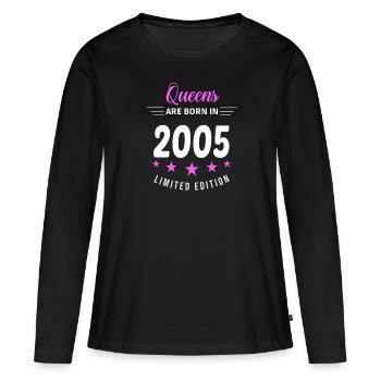 LES REINES SONT NÉES EN 2005 - T-shirt manches longues Premium bio Femme - noir - Devant - Julia (174cm)