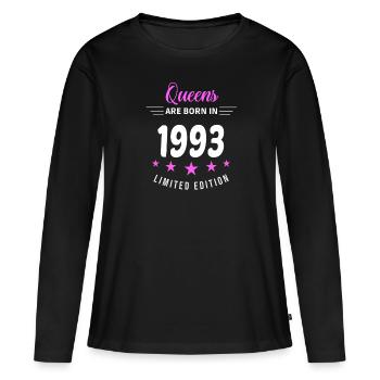 LES REINES SONT NÉES EN 1993 - T-shirt manches longues Premium bio Femme - noir - Devant - Julia (174cm)