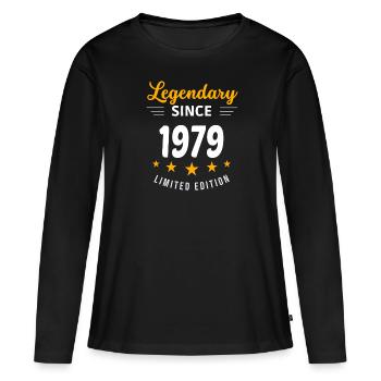 Legendär seit 1979 - Frauen Premium Bio Langarmshirt - Schwarz - Vorne - Julia (174cm)
