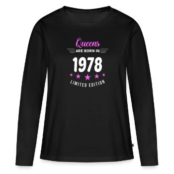 QUEENS ARE BORN IN 1978 - T-shirt manches longues Premium bio Femme - noir - Devant - Julia (174cm)