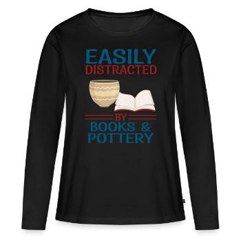 Faire de la poterie - T-shirt manches longues Premium bio Femme - noir - Devant - Julia (174cm)