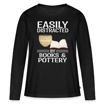 Töpfern Sprüche | Töpferei Bücher Lesen Geschenke - Frauen Premium Bio Langarmshirt - Schwarz - Vorne - Julia (174cm)