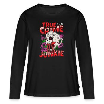 Accro au crime - T-shirt manches longues Premium bio Femme - noir - Devant - Julia (174cm)