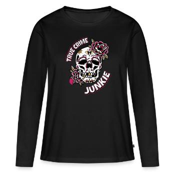Accro au crime - T-shirt manches longues Premium bio Femme - noir - Devant - Julia (174cm)