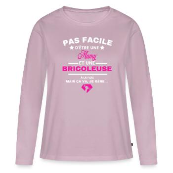 pas facile d'être Bricoleuse et Mamy - T-shirt manches longues Premium bio Femme - rose poudré - Devant - Julia (174cm)