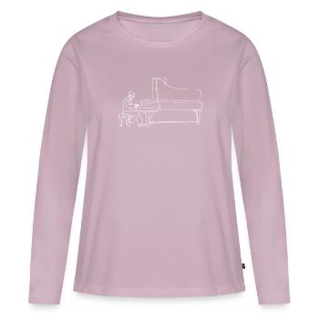 Piano Oneline Art - Klavier Pianist Klavierspieler - Frauen Premium Bio Langarmshirt - Altrosa - Vorne - Julia (174cm)